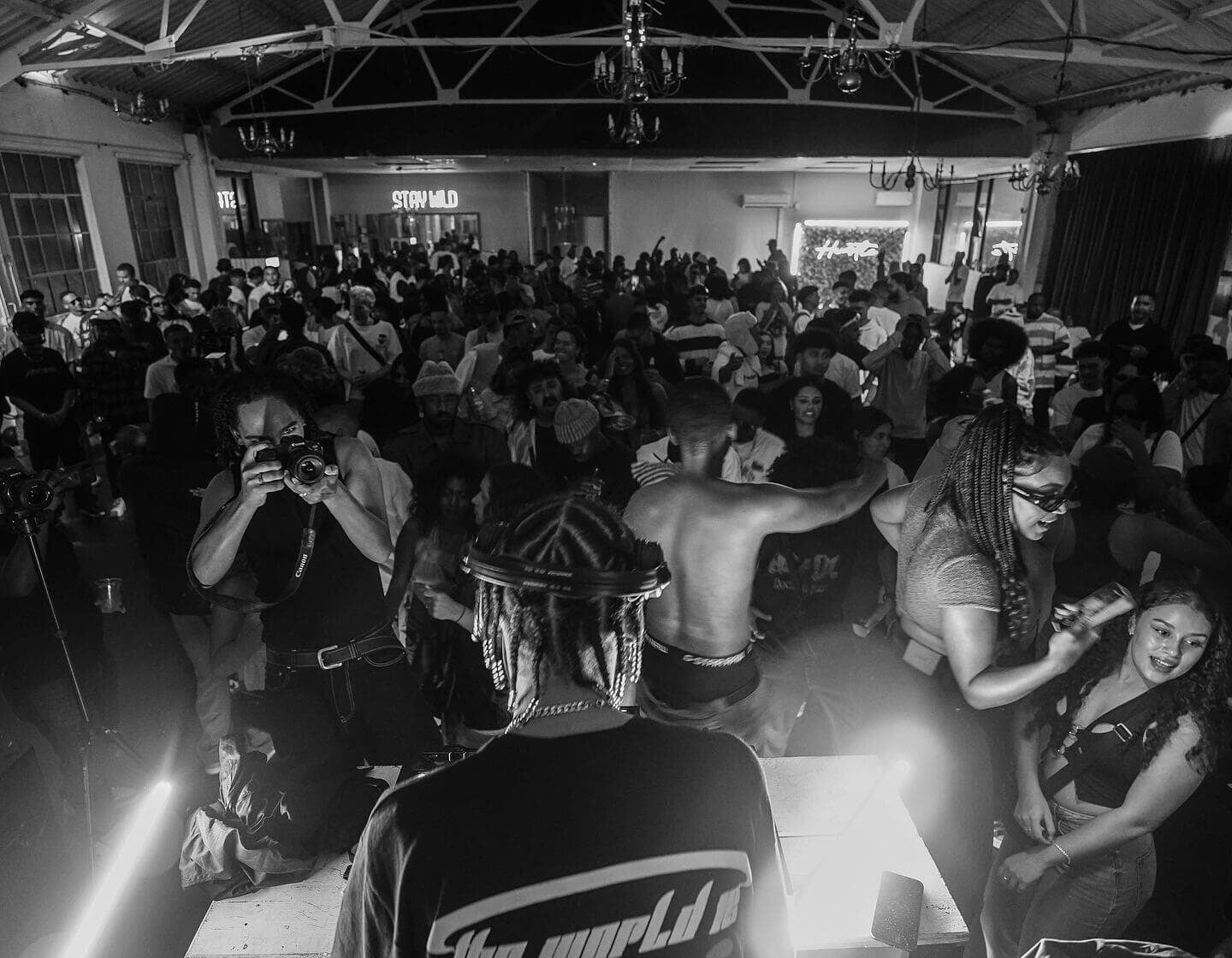 Image from behind the DJ booth at The Kave